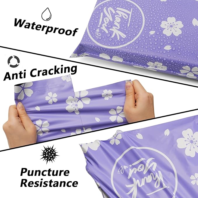 Poly Mailers 10x13 Inch 100 Pcs - Cherry printed Shipping Bags, 2.4mil Thickness, Waterproof and Tear Resistant Mailing Envelopes, Self-Sealing Packaging Bags for Small Business