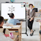 Rolling Whiteboard, 48 x 32 Inches Magnetic White Board with Stand, Double-Sided Large Standing Dry Erase Board on Wheels, Height-Adjustable Mobile Dry Erase Board for Office, Home, Classroom