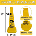 BESEA Caution Wet Floor Sign 3 Pack, 28" Heavy Duty Safety Cone with Weighted Base, Yellow 4-Sided Bilingual Warning Sign, Non-Slip Floor Safety Cone for Restaurants, Stores, Schools, Hotels
