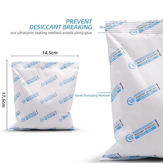 2 Packs 500 Gram Food Safe Silica Gel Desiccant Packets, Premium White Silica Gel Beads Packs, Dessicant Bags, Silica Gel for Storage