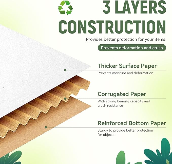 25 Pack 8"x6"x4" inch Small Shipping Boxes White Corrugated Cardboard Box for Small Business, Mailer, Shipping, and Packing