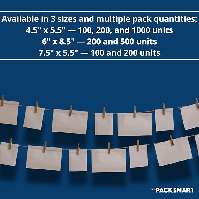 200 Units, 7.5"x5.5" Clear Packing List Shipping Label Envelopes - Heavy Duty Adhesive, Ideal for Labels, Invoices & Documents