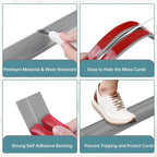 Floor Cord Cover Self Adhesive Cord Hider Floor Extension Cord Covers for Floor Power Cord Protector Cable Management Prevent Cable Trips Cable Cavity 0.59" W x 0.31" H (Light Grey Wood, 3.3Ft)