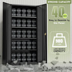 SUNCROWN 72" Metal Storage Cabinet - Heavy-Duty Metal Garage Cabinet with 4 Adjustable Shelves & 2 Doors for Tools, Office, Home, Workshop,Black