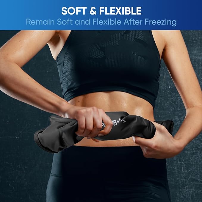 APEXUP Gel Ice Packs for Injuries Reusable, Flexible Double Sided Cold Packs for Injuries, Ice Pack for Knee, Shoulder, Back, Hip, Leg, Arm (Black, L, 1PK)