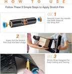 ADAYM 17.5" x 1500' Stretch/Shrink Wrap Roll (2 Rolls) - Plastic Wrap for Moving, Heavy Duty 80 Gauge, 600% Stretch for Packing, Pallets, Shipping&Furniture Protection with Handles