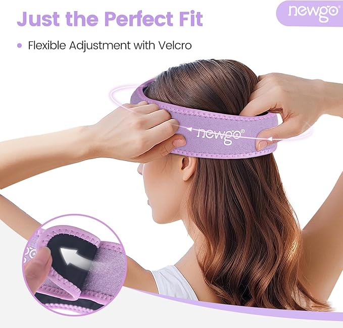 NEWGO Headache Ice Pack Head Wrap for Migraines, Cold Pack Head Ice Therapy Wrap for Headache Relief, Tension, Sinus Pain, Chemo, Head Injuries (Purple) 29.5" x 4.3"
