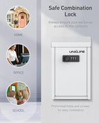 Uniclife Key Drop Box for Outside, Metal Donation Boxes White Collection Box with Combination Lock, Safe Suggestion Boxes, Wall Mounted Mailbox with Top Slot, Steel Cash Drop Boxes