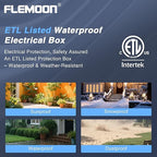 Flemoon [2 Pack] Outdoor Electrical Box Waterproof, Medium Weatherproof Electrical Box (11.5x5.2x4 inch) w/6 Cable Entry Ports, Extension Cord Cover for Power Strip, Timer, Plug, Holiday Light, Green