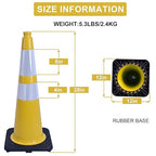 OrangeStar 8-Pack 28" Traffic Cones, Yellow Safety Cones with Reflective Collars, Heavy Duty Base for Construction, Parking Lot, Road Work, Flexible PVC, Indoor & Outdoor Use