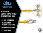 25 ft GFCI Extension Cord - Outdoor Extension Cord Waterproof - Heavy Duty Outdoor Extension Cords 25 ft with Multiple Outlets - Watts Wire - 25' Grounded - GFI Cord - extensiones electricas