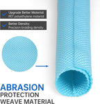 Split Braided Cable Sleeve，Flexible Wire Loom Tubing, Automotive Cord Protector Pet Proof, Cable Management for Computer TV Electric Wires Harness 16ft (Sky Blue, 8mm（5/16")