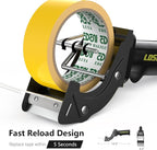 Rapid-Replace Tape Dispenser Gun with 2 Inch X 60 Yard Tape Roll (Transparent) and Extra Blade, Lightweight Ergonomic Heavy Handheld Duty Tape Cutter for Packaging and Box Sealing Black