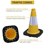 OrangeStar 4-Pack 12" Traffic Cones, Weighted Safety Cones with Reflective Collar for Driving Practice, Sports Training, Parking Lots & Construction, Indoor & Outdoor Use, Yellow