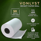 Thermal Paper Roll for Clover Flex Receipt Paper 2 1/4 x 55 (50 rolls)