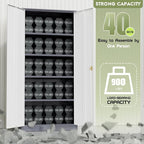 Crownland 72" Metal Storage Cabinet, Lockable Garage Cabinets, High Office Storage Cabinet with Adjustable Shelves for Garage, Home Office, Classroom, Pantry, File(Grey White-Narrow Size)