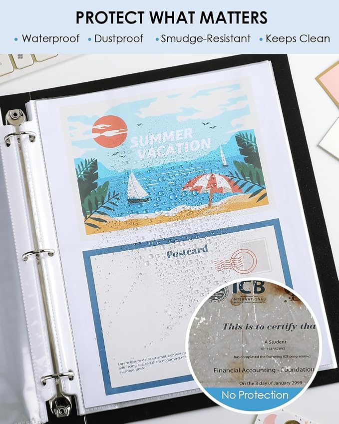 KTRIO 500 Pack Sheet Protectors 8.5 x 11 inch, Clear Page Protector for 3 Ring Binder, Plastic Sleeves for Binders, Top Loading Paper Sheets Document Sleeve Letter Size, Office & Home