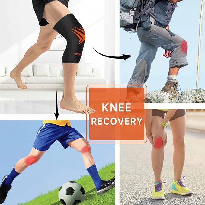 Extended Leg Knee Ice Pack Wrap for Injuries Compression, Reusable Soft Gel Freeze Knees Brace for Swelling Replacement Surgery, Cold Therapy for Arthritis, Meniscus Tear (Knee-Black-2 Pack)