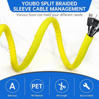 Split Braided Cable Sleeve，Flexible Wire Loom Tubing, Automotive Cord Protector Pet Proof, Cable Management for Computer TV Electric Wires Harness 16ft (Yellow, 13mm（1/2")