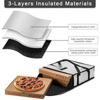 Pizza Bags for Delivery 22" X 22" X 5" - Moisture-Free, Professional Thermal Pizza Warmer, Heavy-Duty Food Carrier, Suitable for Restaurants,Picnic Uber Eats & Door Dash（Silver）