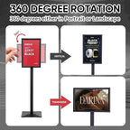 DISPLAYSWORKER Adjustable Heavy Duty Pedestal Sign holder floor Stand,sign stand poster stand ,Standing Floor for 11 x 17 inch,Vertical/Horizontal View,Black