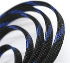 30ft PET Expandable Sleeving Wire Cable Sleeve (1/2", Steel Blue&Black)