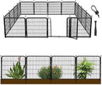 24 in(H) Decorative Garden Fence with Gate,16 Panels Total 31.4 Ft(L) Heavy Duty Iron Animal Barrier Fence for Yard,Suitable for Indoor Pet Or Outdoor Dog Fencing, Garden Border Fence