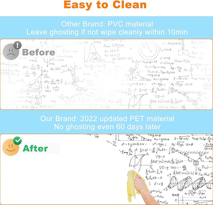 Nortix White Board Wallpaper, Whiteboard Contact Paper, 3 ft x 4 ft Super Sticky Whiteboard Sticker Wall Decal on Wall, Table, Doors, No Ghosting, 1 Piece (3x4ft)