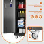SUXXAN Garage Storage Cabinet with Wheels Pegboard and 5 Adjustable Shelves, 71'' x 32'' x 16''Metal Lockable Cabinet with Magnetic Doors,Tool Storage,Home Office Garage,Gym,School (Black)