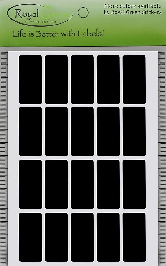 Royal Green Rectangle Shape Sticker 1.57 inch x 0.75 inch Black Stickers Rectangular Labels (40mm x 19mm) - 300 Pack