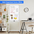 Magnetic Mobile White Board, 40 x 24 Double Sided Dry Erase Board Rolling Whiteboard Aluminum Frame Standing Whiteboard on Wheels