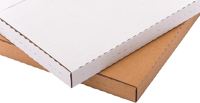 White 12" Vinyl Record Shipping Boxes, 12.8"L x 12.8"W x 1"H Corrugated Cardboard LP Album Mailers Boxes with Fragile Stickers, 25 Pack