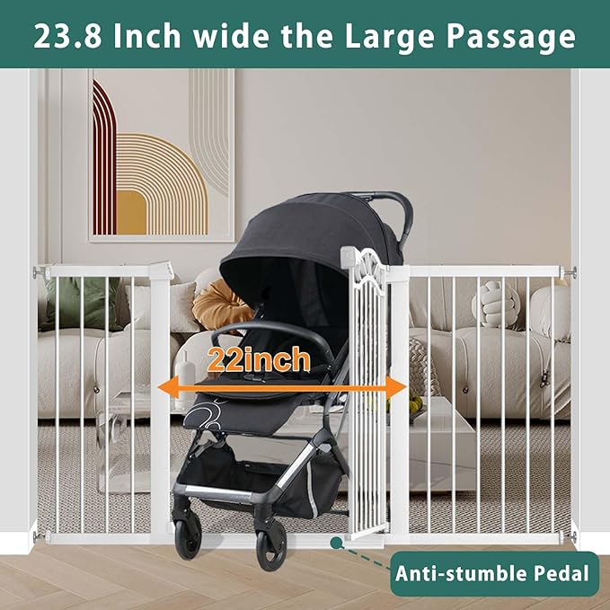 Fairy Baby 54.3"-57" Extra Wide Baby Gate Indoor for Kids Or Pets Walk Thru No Drill Long Dog Gates for The House Doorway Child Safety Gate