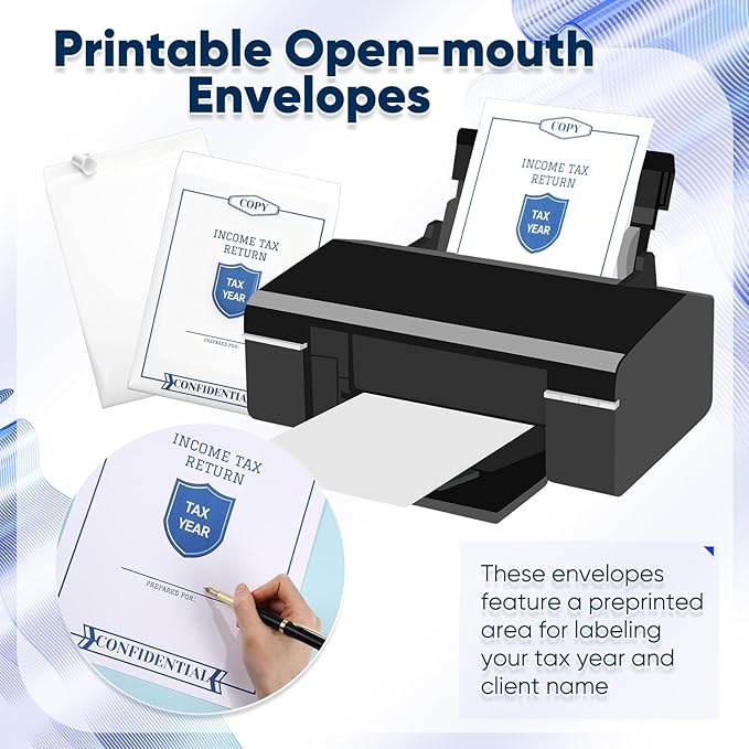 500 Pcs Income Tax Return Envelopes for Tax Preparers 9 x 12 Inches Open End Envelopes for Personal Customer Office Business Legal Documents Catalog Mailing, White