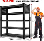 SILVEL 48.2" W Garage Shelving, 5000LBS Heavy Duty Metal Shelving, 2025 Grid Storage Shelves with 2 Side Pegboards, Industrial 5 Tier Shelves for Basement Pantry Warehouse Supermarket, 3 Pack