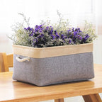TheWarmHome Storage Basket - 15.7L×11.8W×8.3H 1 Pack Large Baskets for Organizing Shelves, Storage Bins for Clothes Book Shelf Home Fabric Storage Cubes (Gold and Grey)