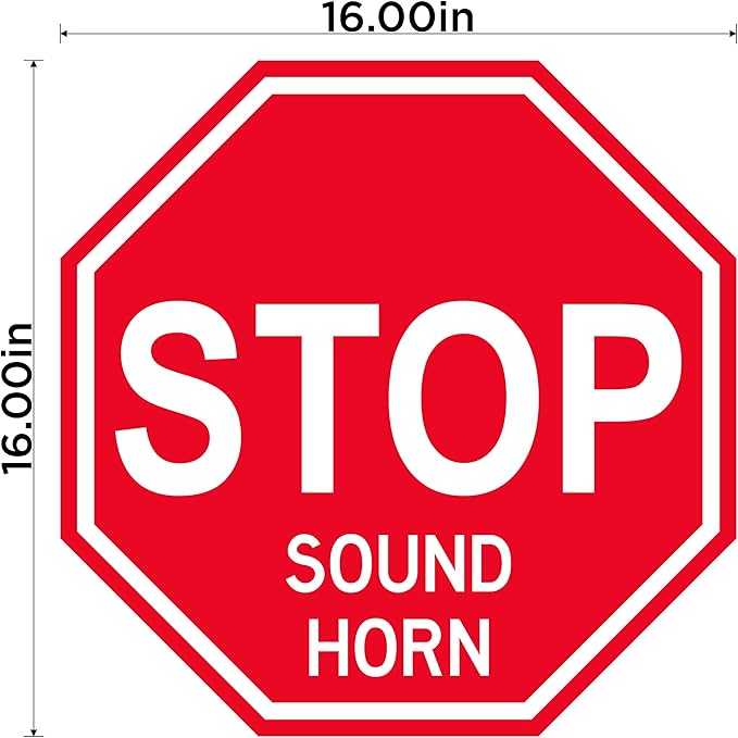 Stop "Sound Horn" - Laminated Floor Sign by Graphical Warehouse - 12” x 12” (16)