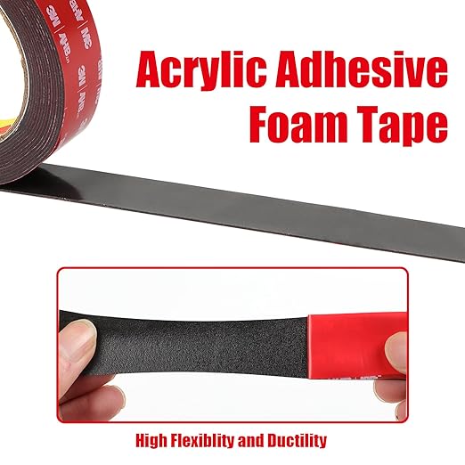 Double Sided Tape Heavy Duty, Waterproof Mounting Foam Tape, 16.5ft Length, 1.38in Width, High Temperature Resistant Adhesive Tape for Car, LED Strip Light, Office Decor, Made of 3M VHB Tape.