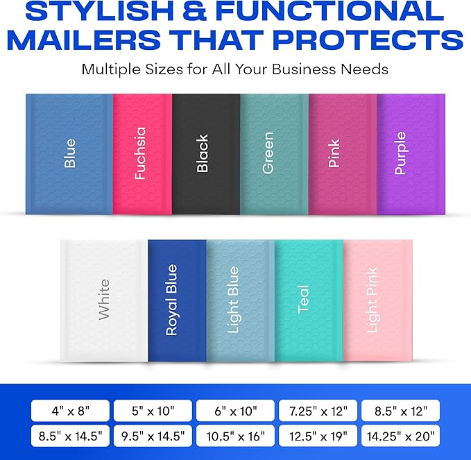 Royal Blue Large Poly Bubble Mailers 9.5x14.5 inch #4 | Self Seal Padded Envelopes Cushioned Bubble Mailer | Usable Size 9.5x13.5 | WaterProof | Lightweight mailing Shipping Bags | 200 Pack Bulk