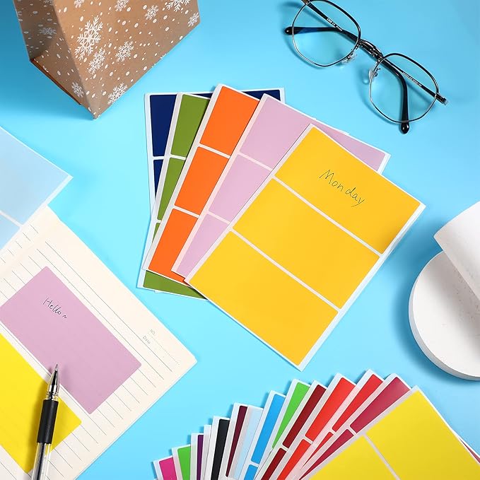 Marspark 600 Pieces Colored Labels Stickers 2" x 4" Large Color Coded Labels Stickers Moving Packing Label for Boxes in 20 Assorted Colors Name Tags for Boxes Storage Bins