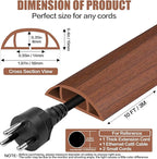 Floor Cord Cover Self Adhesive Cord Hider,10FT Cable Management, Extension Strip Protector for Wires, Prevent Cable Trips for Offices, Gyms, Exhibitions Cavity:0.47"(W) x0.35(H) Wood Red Teak