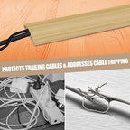 Floor Cord Cover Self Adhesive Cord Hider,10FT Cable Management, Extension Strip Protector for Wires, Prevent Cable Trips for Offices, Gyms, Exhibitions Cavity:0.51"(W) x 0.3"(H) WoodLightyellow