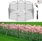 Garden Fence Border, 32 in(H) x17.5 Ft(L) 8 Panels, Tall Garden Animal Barrier Fence with Gate, Dog Fence Outdoor for Yard, Arched Rustproof Metal No Dig Fence, Flower Bed Fencing