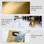 2 Pack Stainless Steel Wet Floor Sign, 24 Inch Caution Wet Floor Sign Portable Foldable Bilingual Safety Warning for Hotel Market Restroom Restaurant Office (Gold)