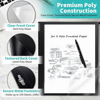 Binditek 10 Pack Heavy-Duty Clear Front Report Covers with 3 Prongs, 100-Sheet Capacity, Plastic Report Folder with Black Back Covers, 3 Metal Prongs Fasteners, for Letter Size, Office Supplies