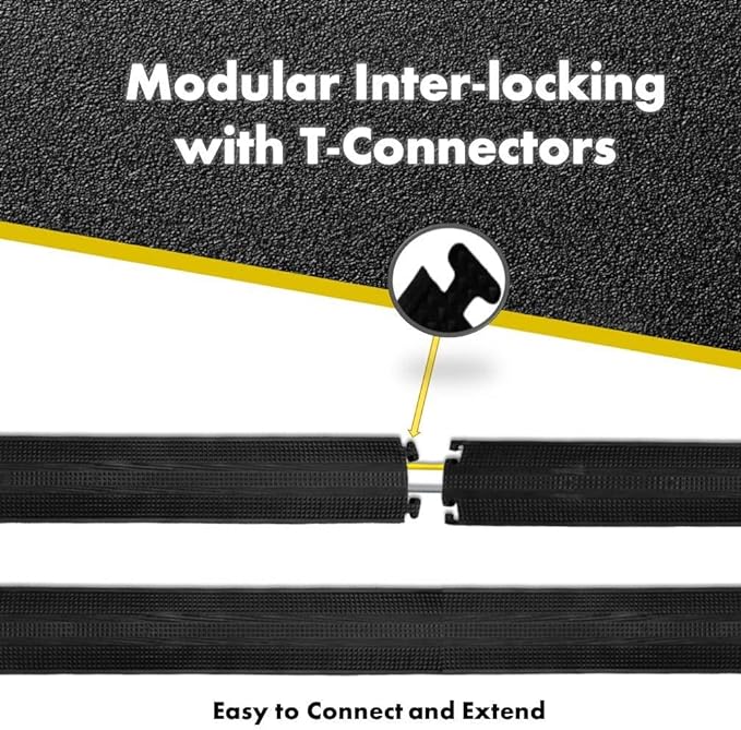 Kable Kontrol Drop Over Floor Cord Cover – 60” Inch Long 1 Channel Cable or Wire Protector – 10 Pcs Bulk Pack - Rubber Ramp for Indoor and Outdoor Use – Yellow