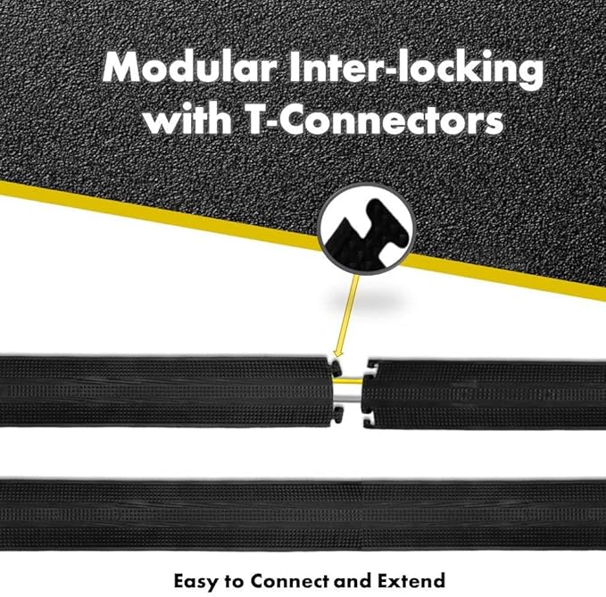 Kable Kontrol Drop Over Floor Cord Cover – 60” Inch Long 1 Channel Cable or Wire Protector – 30 Pcs Bulk Pack - Rubber Ramp for Indoor and Outdoor Use – Black