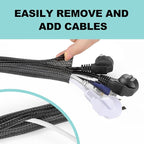 AGPTEK Cable Sleeve Cover, 20ft - 1.2 inch Desk Cord Organizer Cable Hider, Home Office Wire Management Computer TV Wire Loom Tubing, Pet Proof Cord Protector, from Cat Dog Chewing, Black