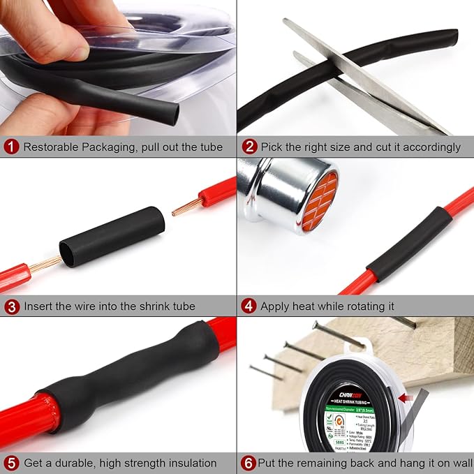 Chanzon 3:1 Ratio 3/16" (4.8mm) Heat Shrink Tubing - Marine Grade Waterproof Adhesive Lined - 8Ft Roll (2.5M Total Length) Clear/Transparent Polyolefin Sleeving Wrap Shrinking 3 to 1 Ratio 1pcs