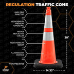 Xpose Safety 28 Inch Orange Slim Line Traffic Cones with 6" & 4" Collar - Bulk Half Pallet 150 Pack - Multipurpose PVC Plastic Safety Cone for Parking, Caution, Kids & Construction - DOT Approved